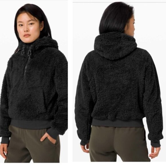 Lululemon Oh So Sherpa Fleece Half Zip Jacket Hoodie Pockets Jersey Lined Top 10 - Picture 1 of 16